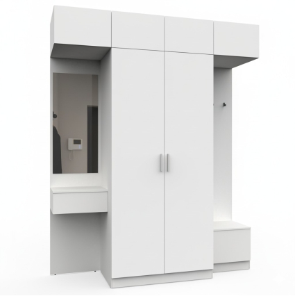 Набор мебели для прихожей "Марсель-259" МР 01-259 В2490 Ш2000 Г580 (ЛДСП Белый премиум) Набор мебели для прихожей "Марсель-259" МР 01-259 В2490 Ш2000 Г580 (ЛДСП Белый премиум)